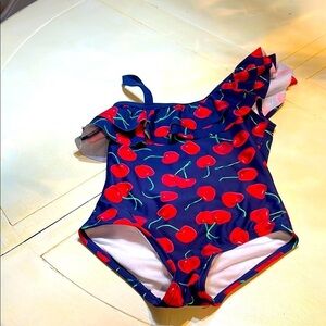 Kids Cherry Print One-Shoulder Kids Swimsuit by Kami Size 5
